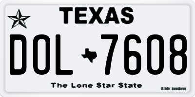TX license plate DOL7608