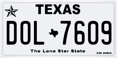 TX license plate DOL7609