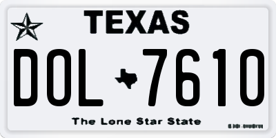 TX license plate DOL7610