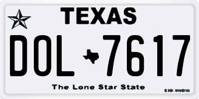 TX license plate DOL7617
