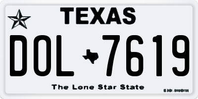 TX license plate DOL7619