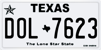 TX license plate DOL7623