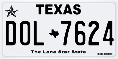TX license plate DOL7624