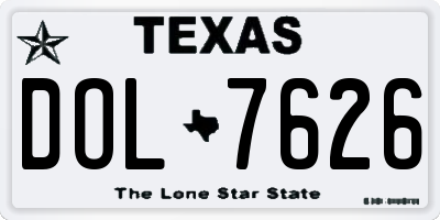 TX license plate DOL7626