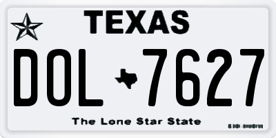 TX license plate DOL7627