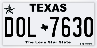 TX license plate DOL7630