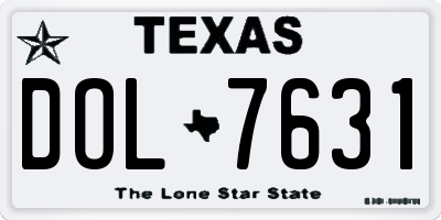 TX license plate DOL7631