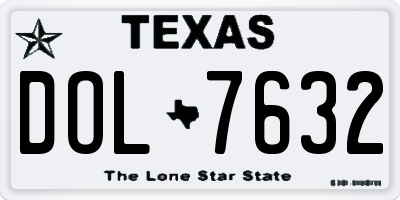 TX license plate DOL7632