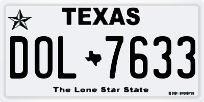 TX license plate DOL7633