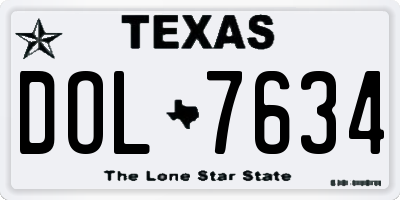 TX license plate DOL7634