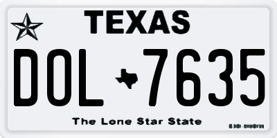 TX license plate DOL7635