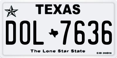 TX license plate DOL7636