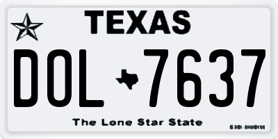 TX license plate DOL7637