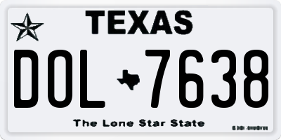 TX license plate DOL7638