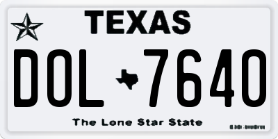 TX license plate DOL7640