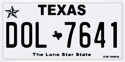 TX license plate DOL7641