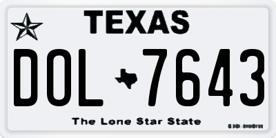 TX license plate DOL7643