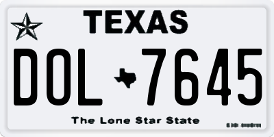 TX license plate DOL7645