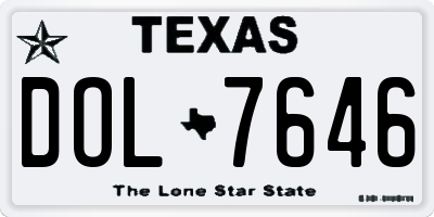 TX license plate DOL7646