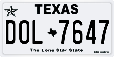 TX license plate DOL7647