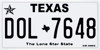 TX license plate DOL7648
