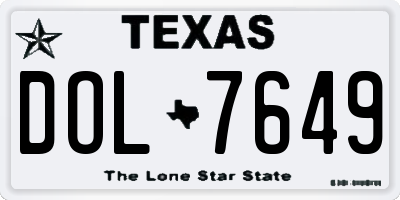 TX license plate DOL7649