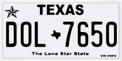 TX license plate DOL7650