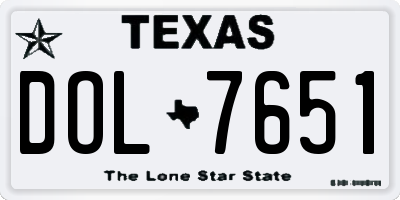 TX license plate DOL7651