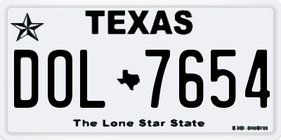 TX license plate DOL7654