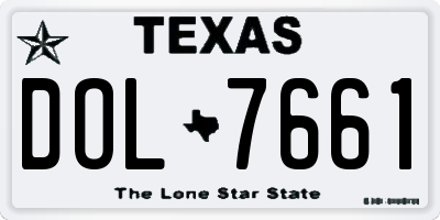 TX license plate DOL7661