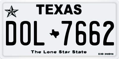 TX license plate DOL7662