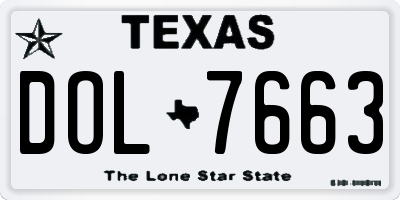 TX license plate DOL7663