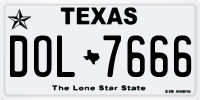TX license plate DOL7666