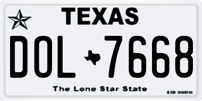 TX license plate DOL7668