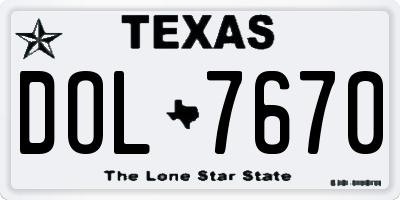 TX license plate DOL7670