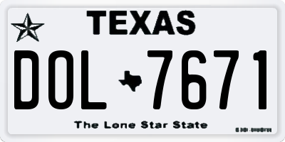 TX license plate DOL7671