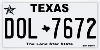TX license plate DOL7672