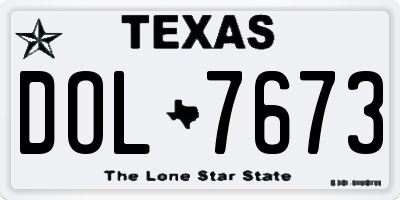 TX license plate DOL7673