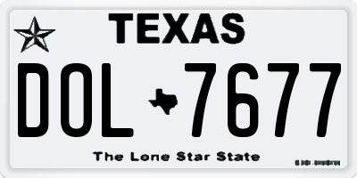 TX license plate DOL7677