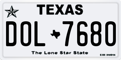 TX license plate DOL7680