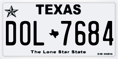 TX license plate DOL7684