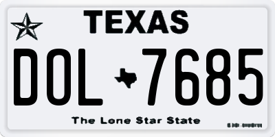 TX license plate DOL7685