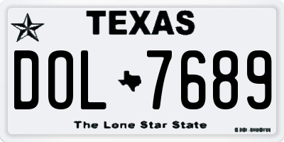 TX license plate DOL7689