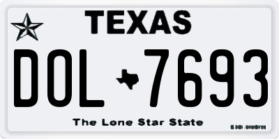 TX license plate DOL7693