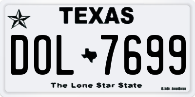 TX license plate DOL7699