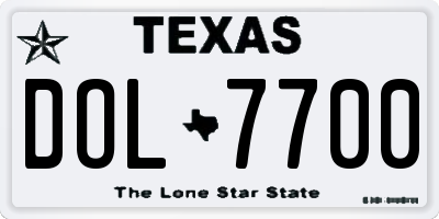 TX license plate DOL7700