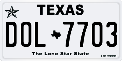 TX license plate DOL7703