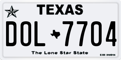 TX license plate DOL7704