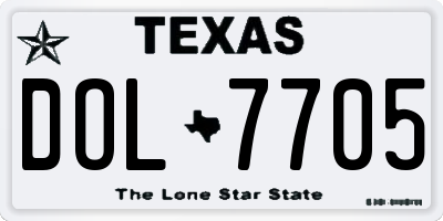 TX license plate DOL7705