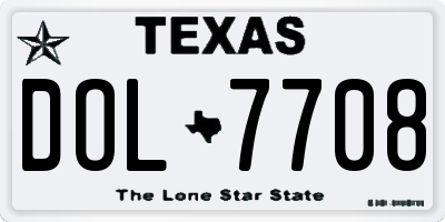 TX license plate DOL7708
